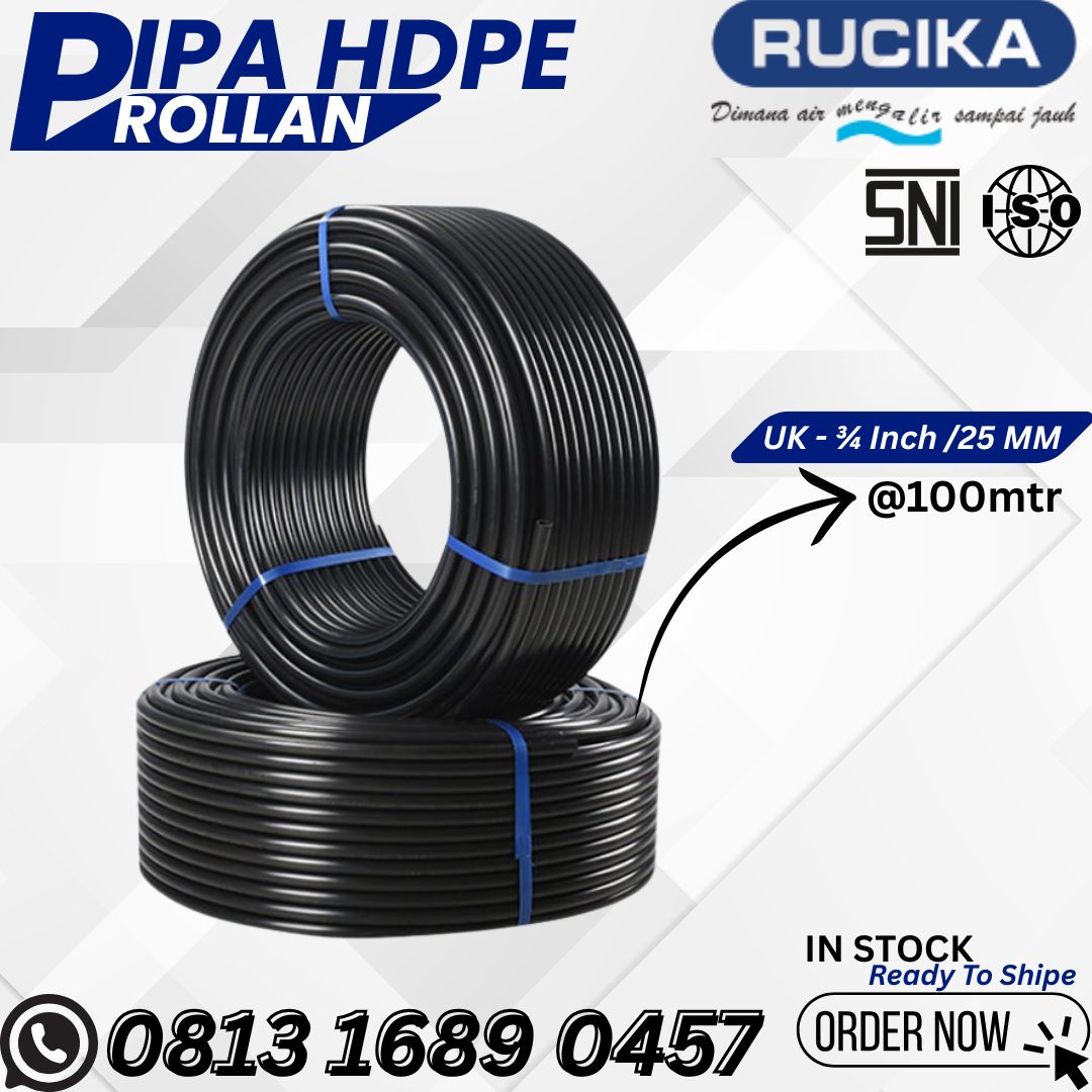 Pipa Hdpe 25 MM Atau 3/4″Inch PN16 SDR100 /Roll 100mtr