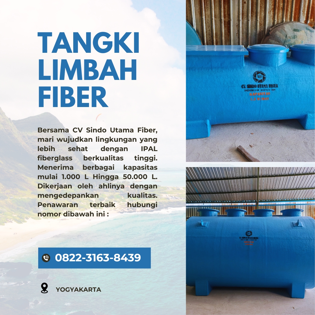 Tangki STP IPAL Fiber Kapasitas 10.000 L Untuk Pabrik Di Sleman