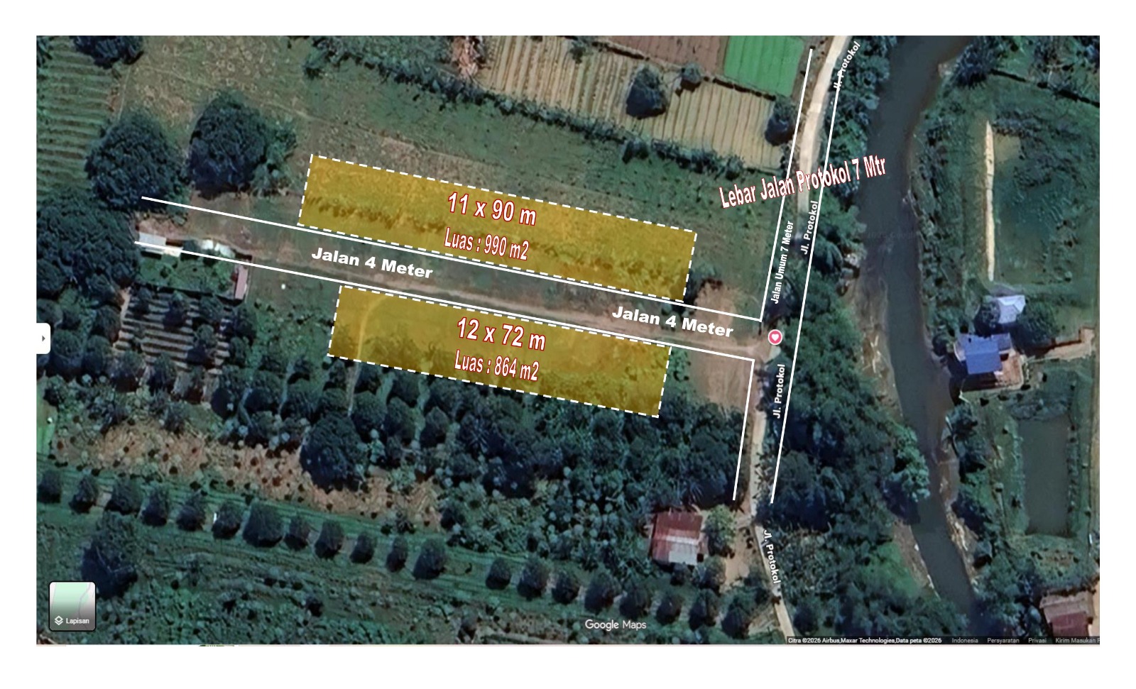 JUAL TANAH LUAS 1.854 M² HAMPARAN PERAK