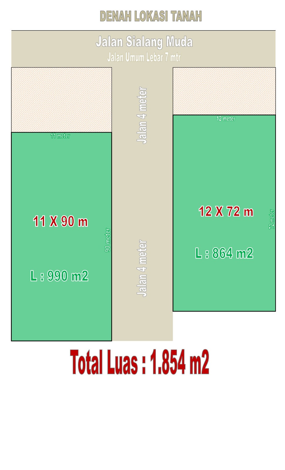 JUAL TANAH LUAS 1.854 M² HAMPARAN PERAK