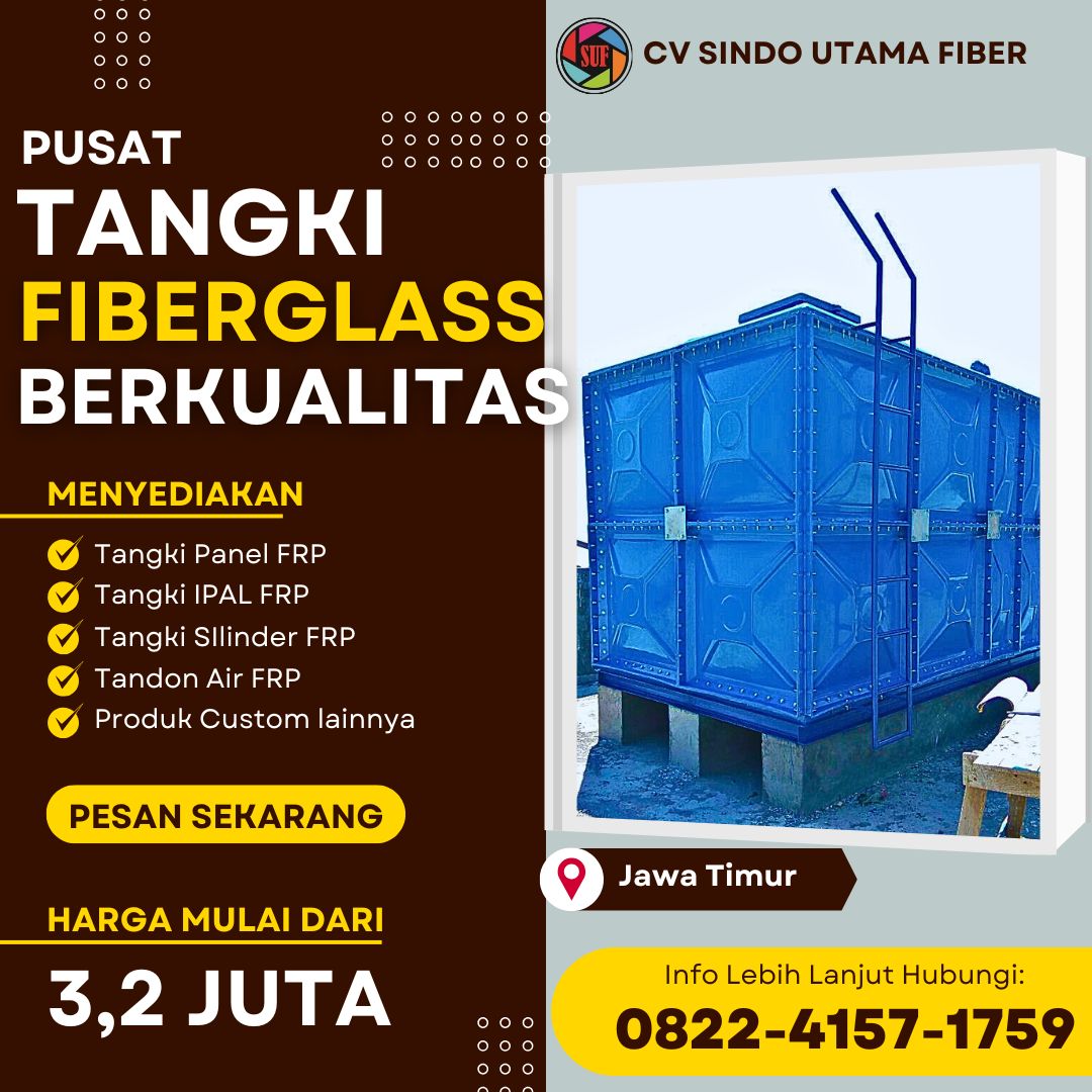 Pusat Tangki Fiberglass FRP Kotak Untuk Air Bersih – Sidoarjo Jatim