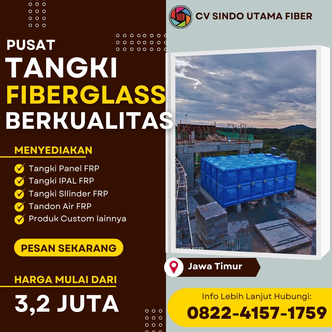 Pusat Tangki Fiberglass FRP Kotak Untuk Air Bersih – Gresik Jatim