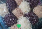 Makanan murah meriah, kita sedia donat coklat,keju,kacang,putu dan juga ada bombo