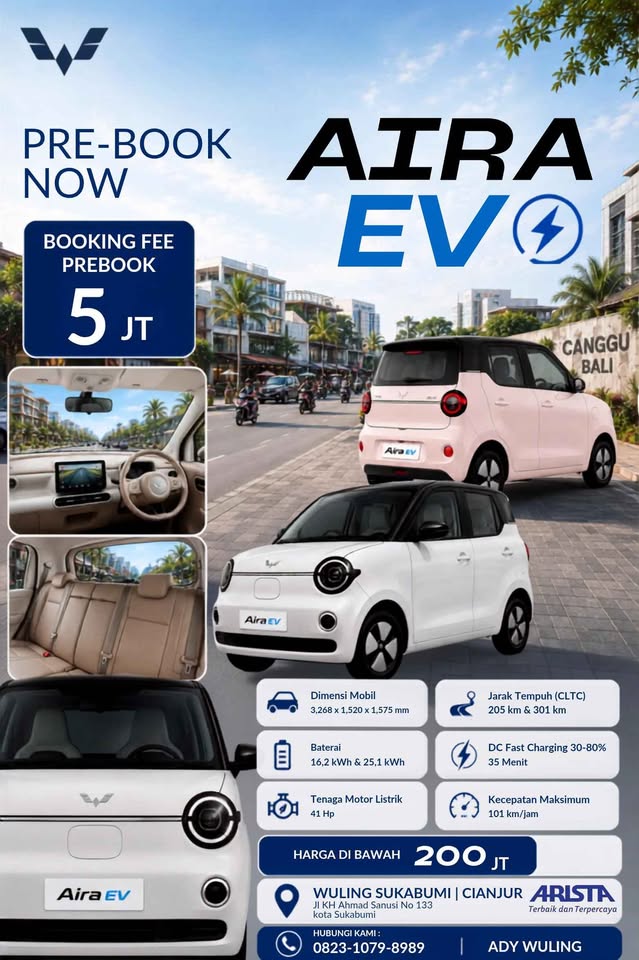⚡ WULING AIRA EV – Mobil Listrik 4 Pintu Modern! ⚡
