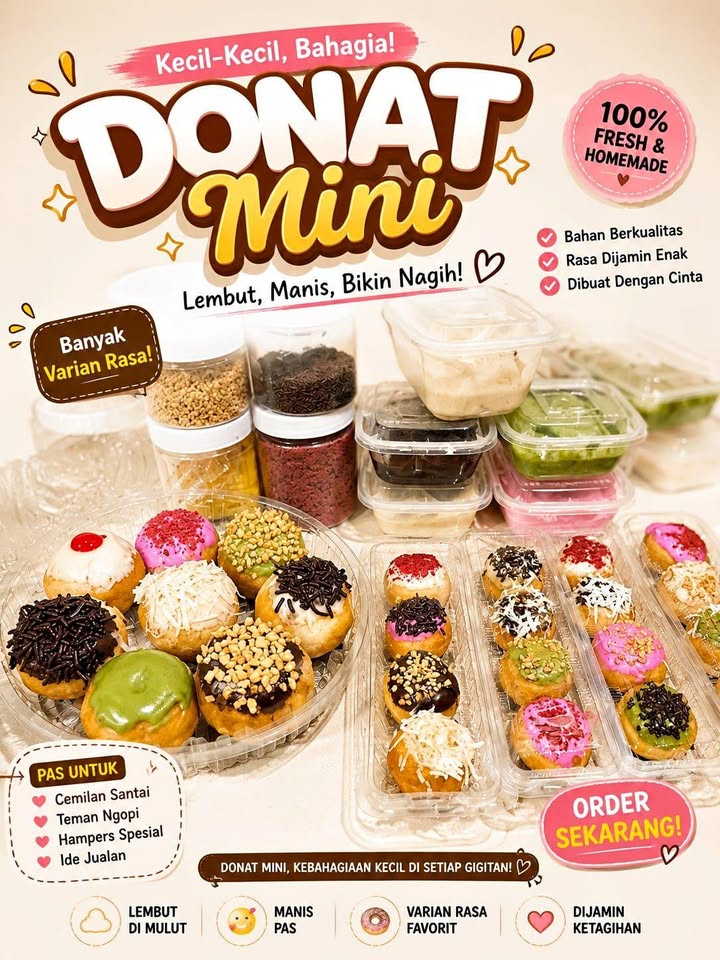 DONAT MINI Lembut, Manis, BIkin Nagih!!