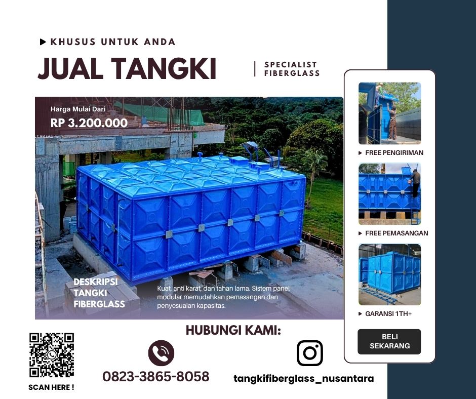 Sedia Tangki Panel FIberglass, Tangki Limbah Fiberglass, Tangki IPAL, Tangki Reservoir Fiber Siap Kirim di Semarang dan seluruh Jawa Tengah