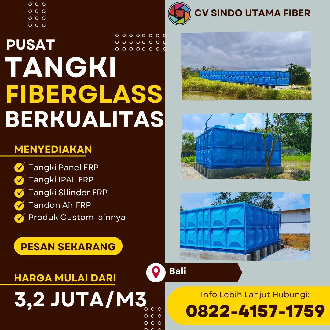 Pusat Tangki Fiberglass FRP Kotak Untuk Air Bersih – Bangli Bali