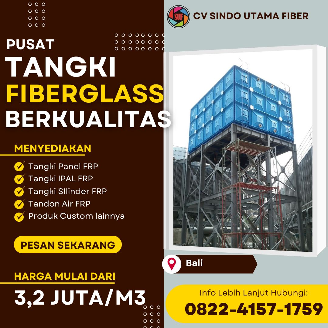 Pusat Tangki Fiberglass FRP Kotak Untuk Air Bersih – Buleleng Bali
