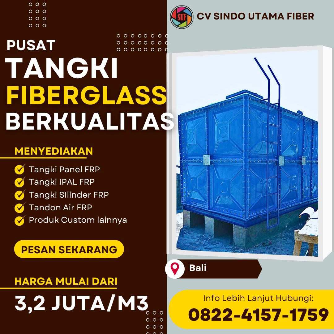 Pusat Tangki Fiberglass FRP Kotak Untuk Air Bersih – Gianyar Bali