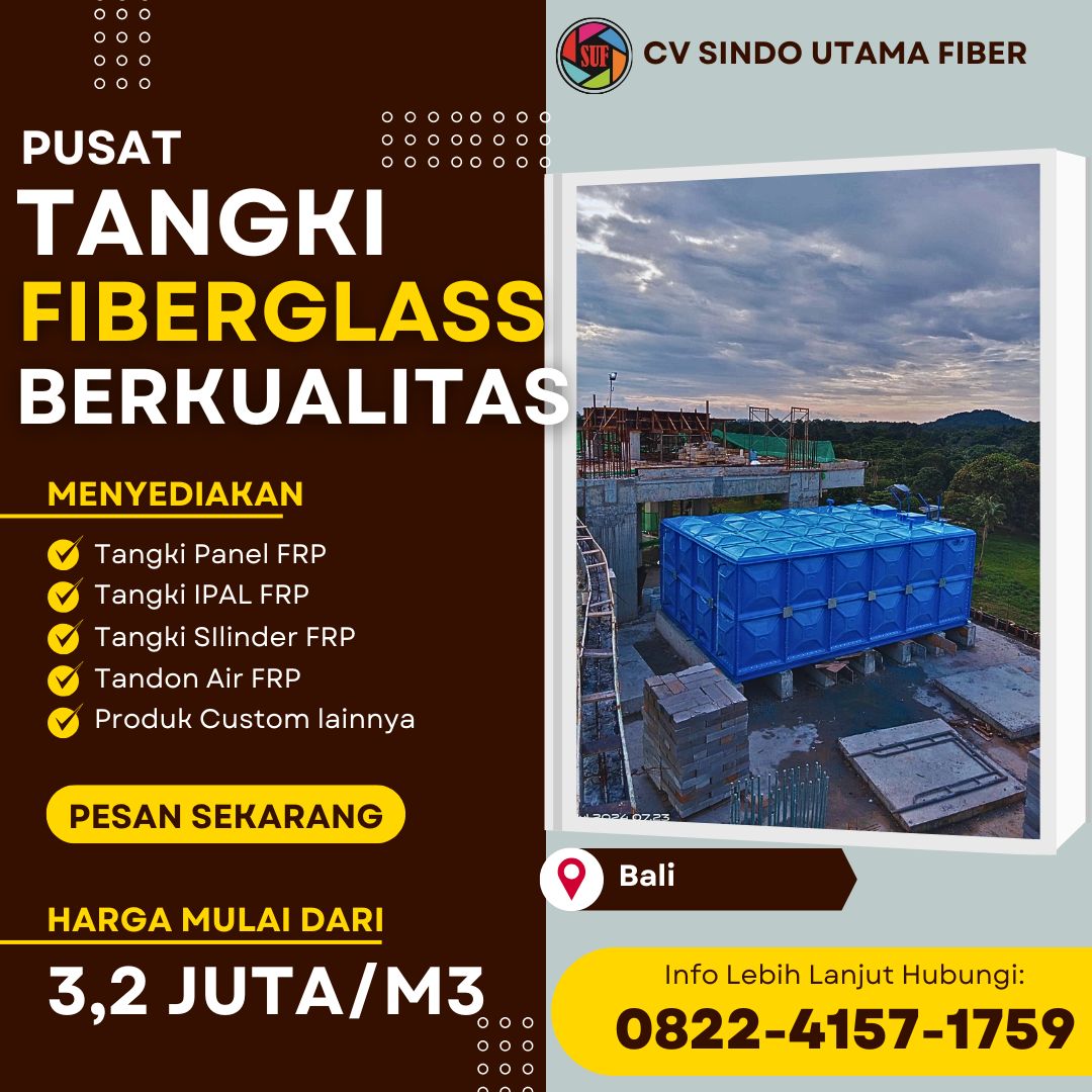 Pusat Tangki Fiberglass FRP Kotak Untuk Air Bersih – Karangasem Bali