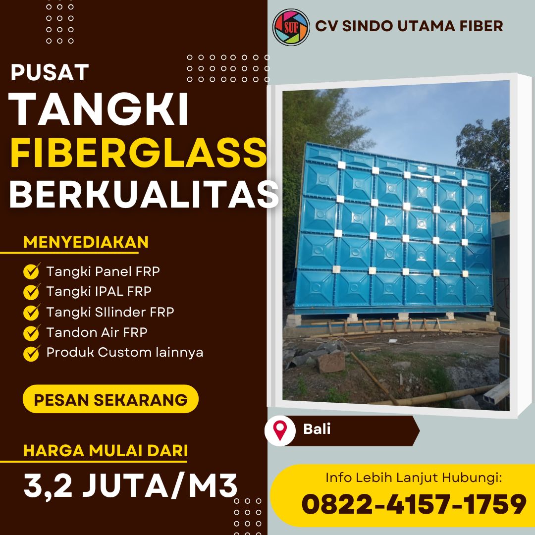 Pusat Tangki Fiberglass FRP Kotak Untuk Air Bersih – Klungkung Bali