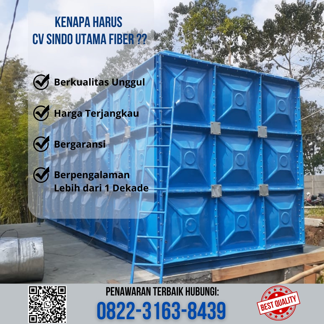 Tangki Panel FRP Dan Ground Tank Fiberglass Kapasitas 50.000 L Di Surabaya