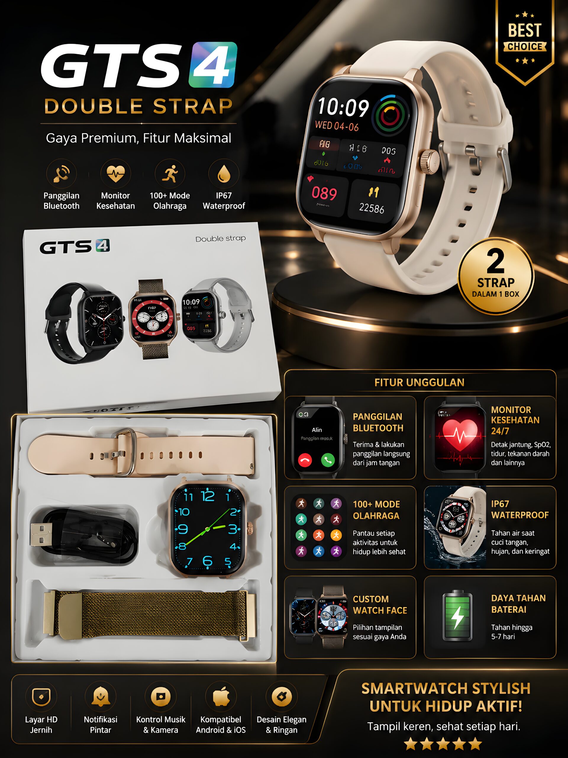 Smart Watch GTS4 Double Strap