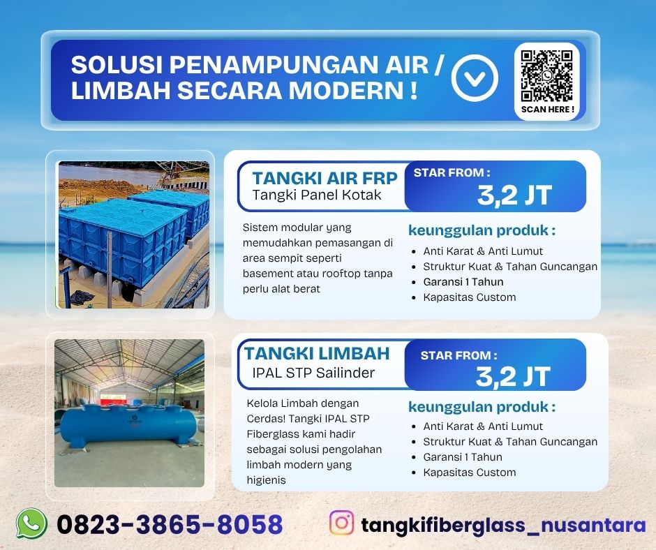 Sedia Tangki Panel FIberglass, Tangki Limbah Fiberglass, Tangki IPAL, Tangki Reservoir Fiber Siap Kirim di Semarang dan seluruh Jawa Tengah