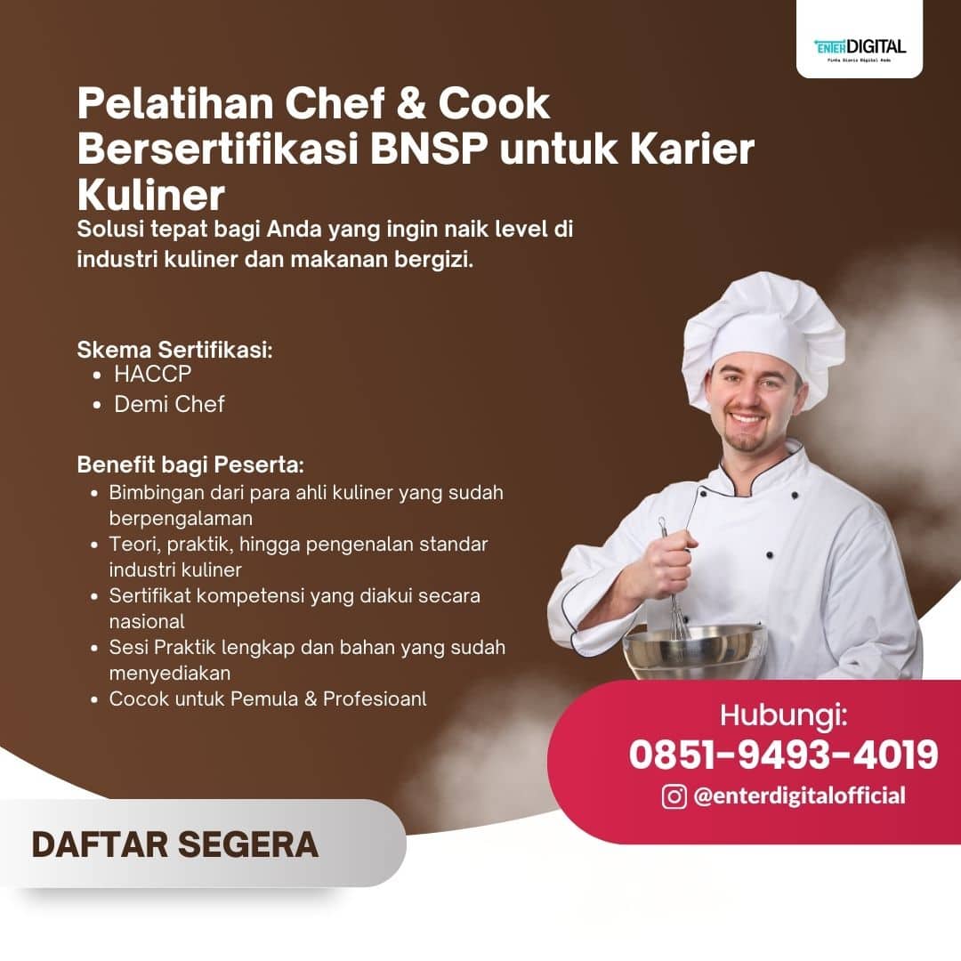 Sertifikasi Untuk Chef Kabupaten Sukoharjo