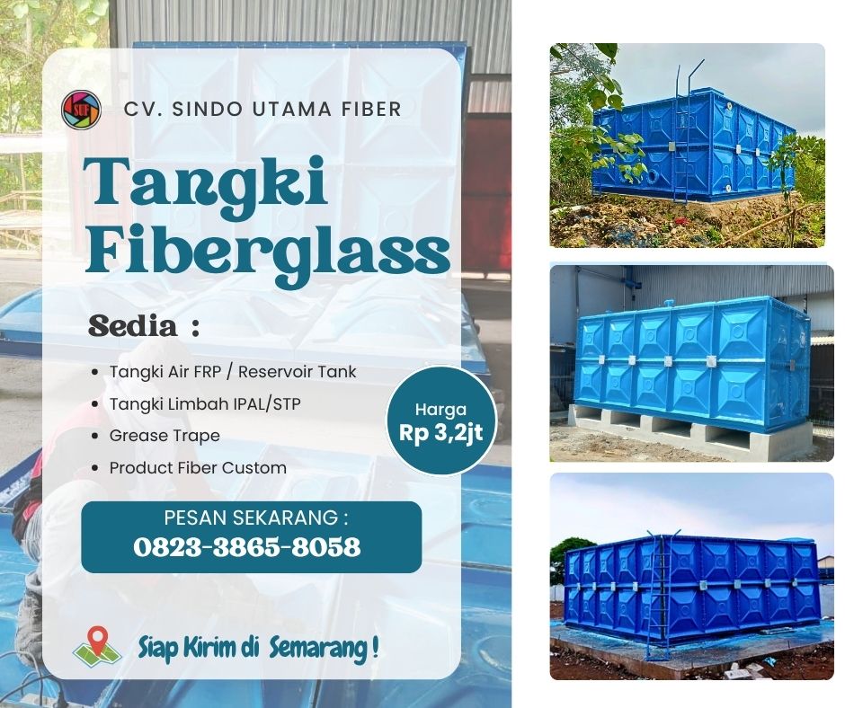 Sedia Tangki Panel FIberglass, Tangki Limbah Fiberglass, Tangki IPAL, Tangki Reservoir Fiber Siap Kirim di Semarang dan seluruh Jawa Tengah