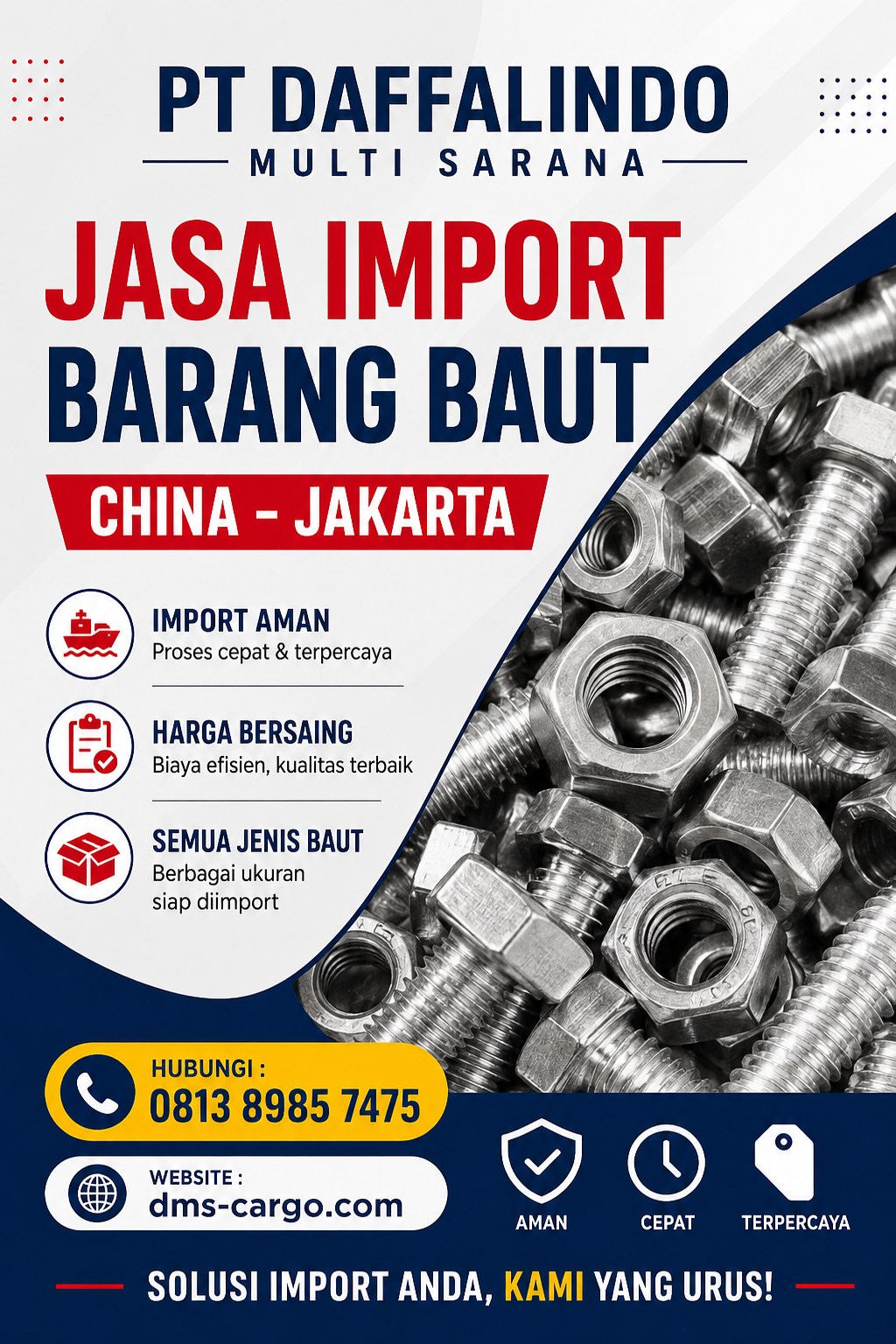 Jasa Import Barang Baut China Murah | Import Barang Baut Screw China Jakarta