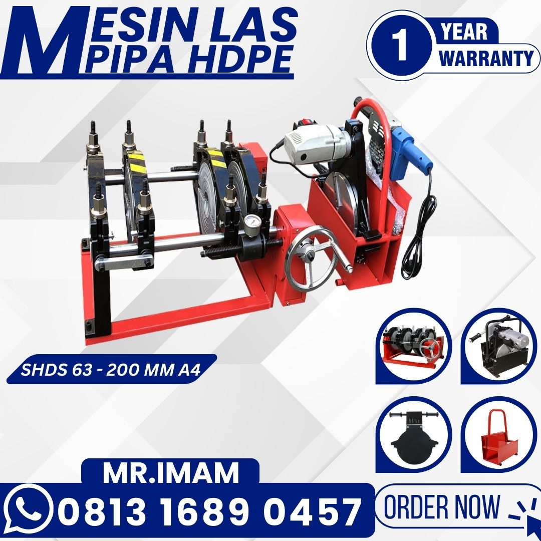 Mesin Las Pipa Hdpe Ukuran 160mm 2″Inch – 8″Inch SHDS L 4 Clamps Tipe Manual