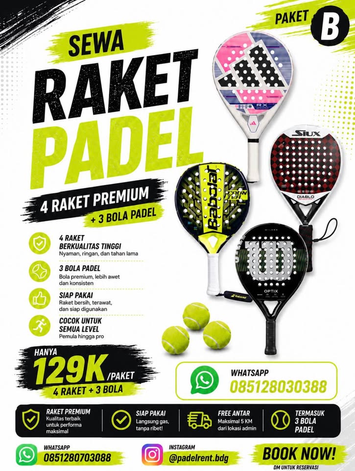 🎾 MAU MAIN PADEL TAPI BELUM PUNYA RAKET? SEWA AJA! 🎾