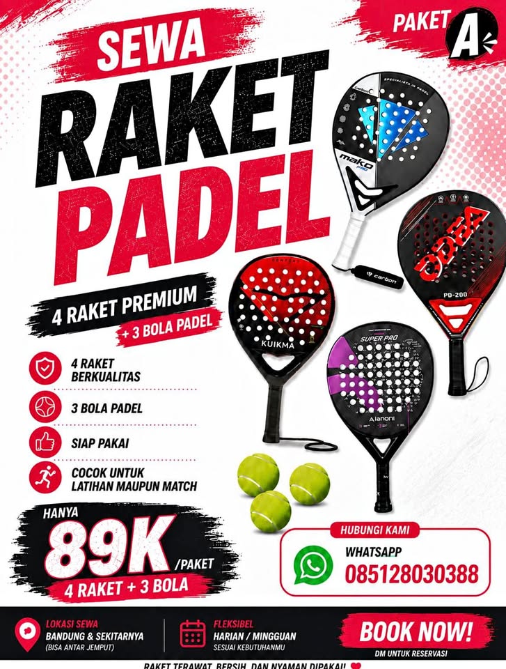 🎾 MAU MAIN PADEL TAPI BELUM PUNYA RAKET? SEWA AJA! 🎾