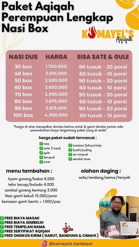 Kamayels Barbeque melayani pesanan Aqiqah mulai dari 1,75jutaan ❣️