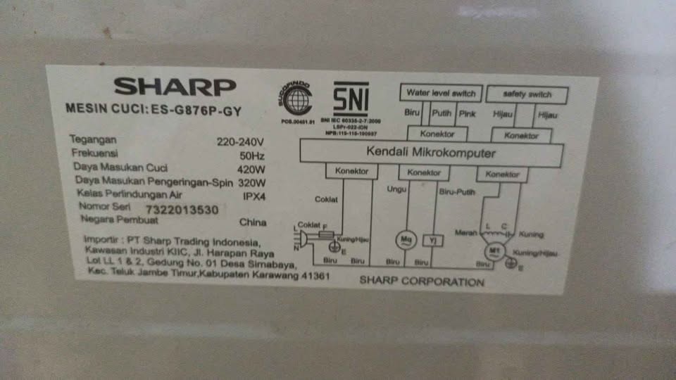 DIJUAL CEPAT MESIN CUCI SHARP 1 TABUNG