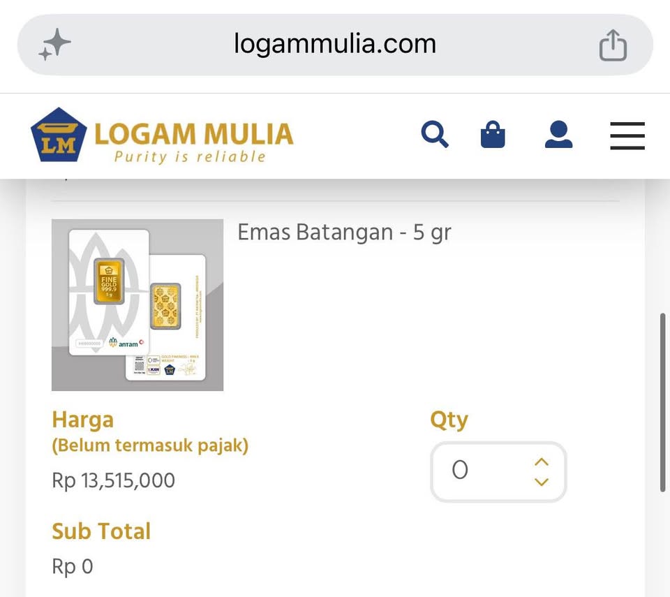 Flash Sale Logam Mulia Antam 5 Gr
