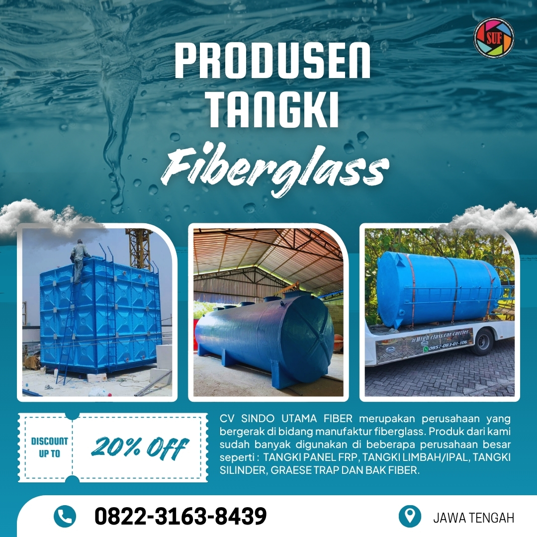 Jual Tangki Panel FRP, Roof Tank Dan Tangki STP/IPAL Bergaransi Pabrik 10 Tahun Di Brebes