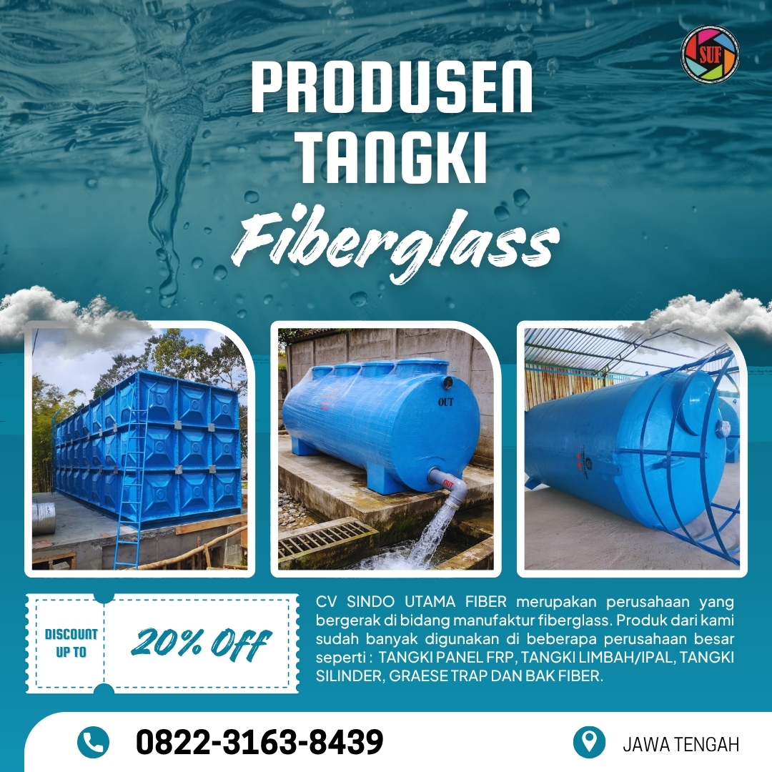 Jual Tangki Panel FRP, Roof Tank Dan Tangki STP/IPAL Bergaransi Pabrik 10 Tahun Di Brebes