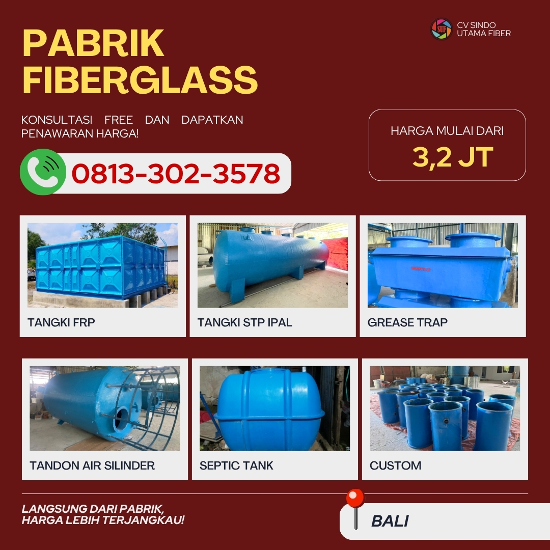 Tempat Beli Tangki FRP dan Tangki IPAL Fiber Garansi Resmi di Bali