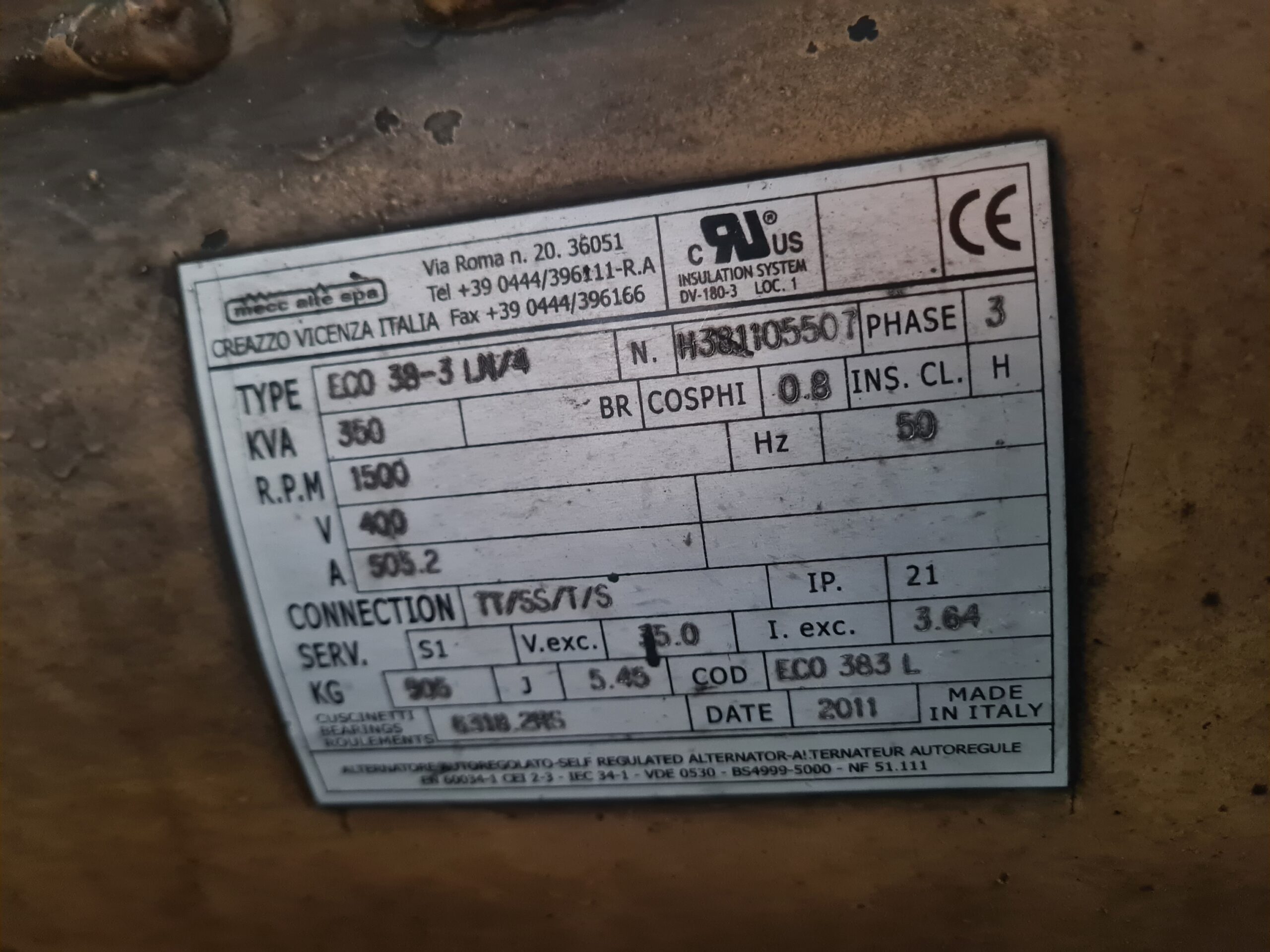 Generator 350 kVA Second Original Copotan Eropa