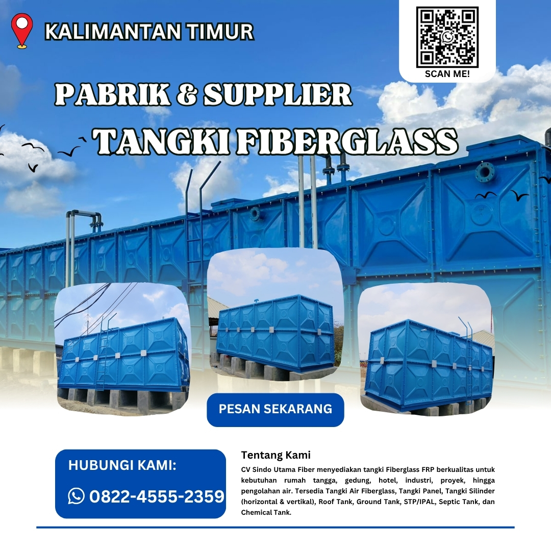 Pabrik Panel Tank FRP Costum Ukuran Terlengkap Balikpapan Kalimantan Timur