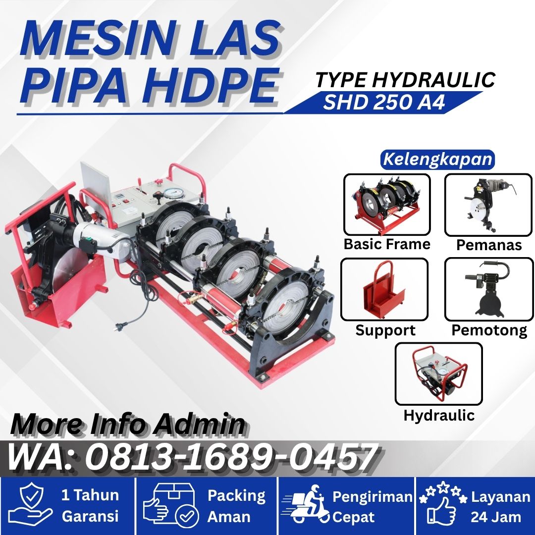 Alat Las Pipa HDPE 10″Inch – Mesin Penyambung Pipa HDPE 250mm Hydraulic 4 Clamps