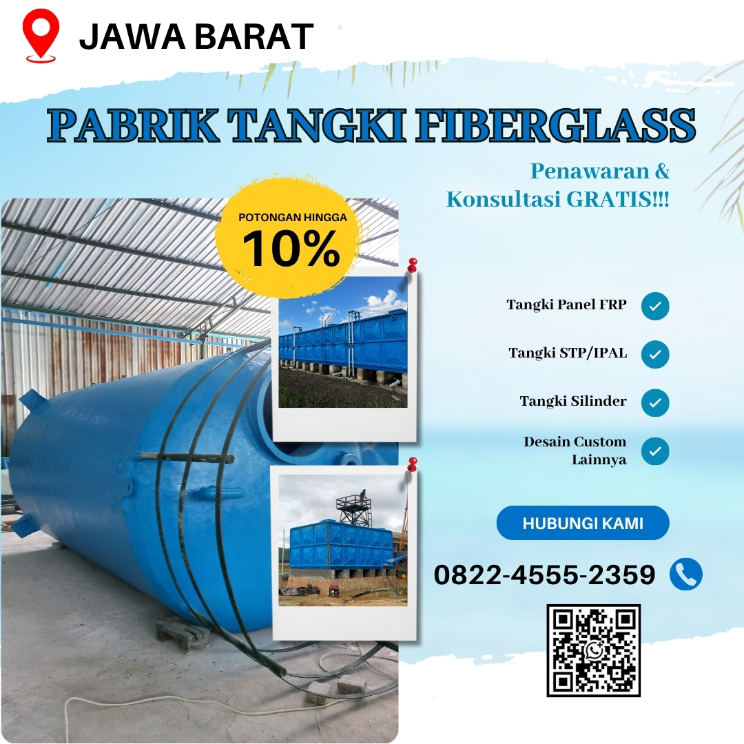 Tangki Fiberglass FRP-Jual Tangki Air, Panel & Silinder Karawang Jawa Barat