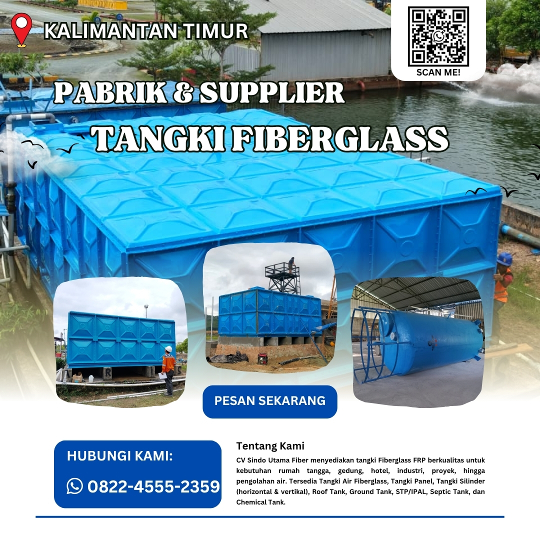 Pabrik Panel Tank FRP Costum Ukuran Terlengkap Balikpapan Kalimantan Timur
