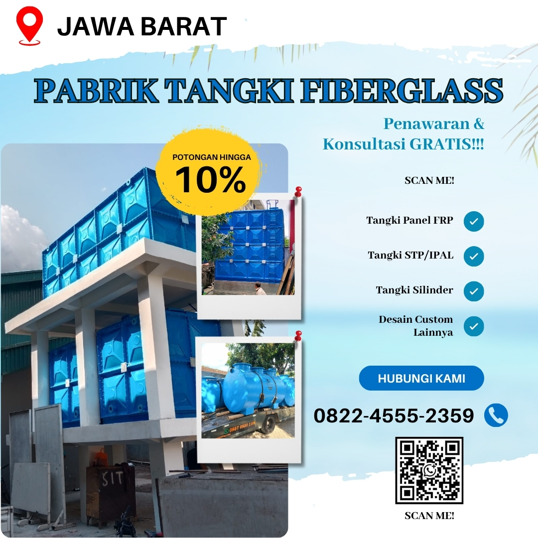 Tangki Fiberglass FRP-Jual Tangki Air, Panel & Silinder Karawang Jawa Barat