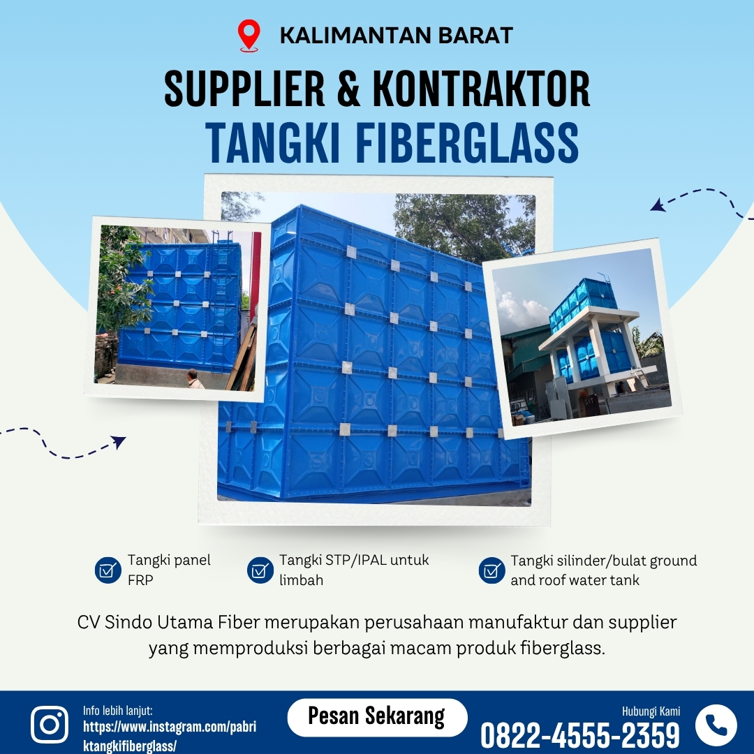 Tangki Fiberglass-Jual Tangki Air, Panel & Silinder Kubu Raya Kalimantan Barat
