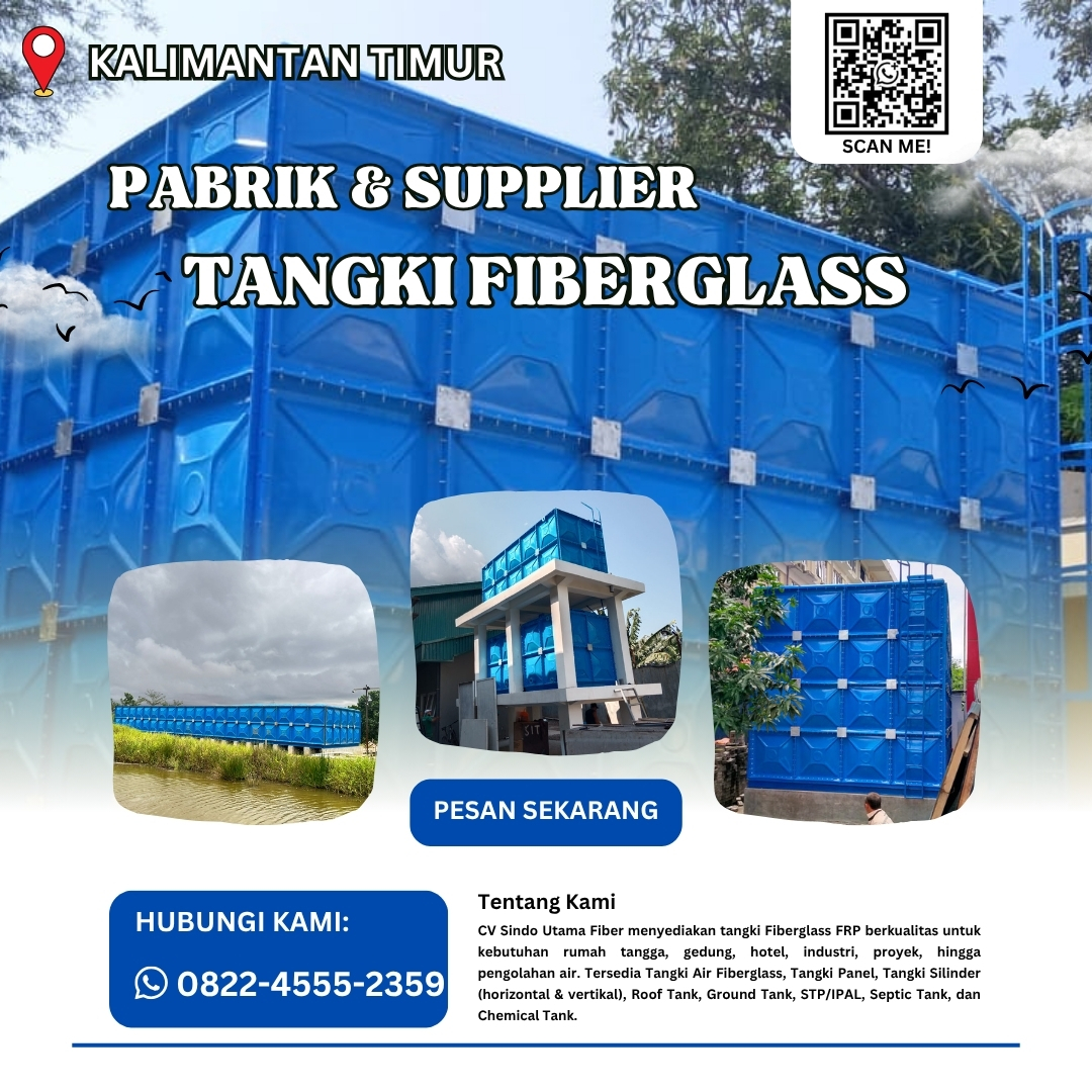 Pabrik Panel Tank FRP Costum Ukuran Terlengkap Balikpapan Kalimantan Timur