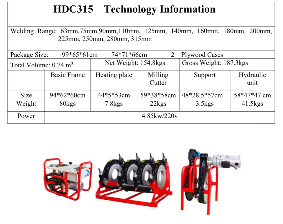 Jual Mesin Penyambung Pipa HDPE Hydraulic 12 Inch 315mm – Butt Fusion Machine Hydraulic