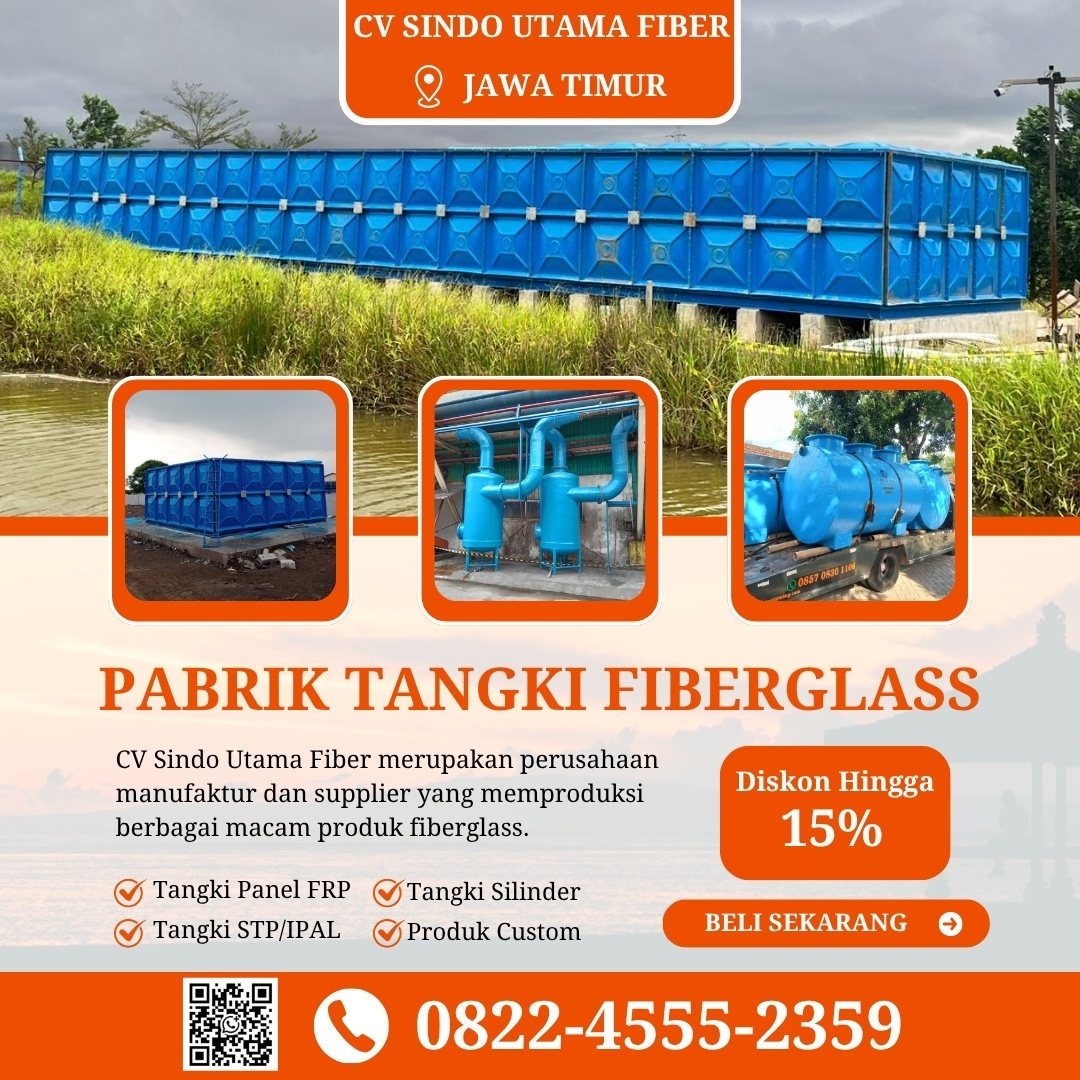 Tangki Fiberglass FRP-Jual Tangki Air, Panel & Silinder Kediri Jawa Timur