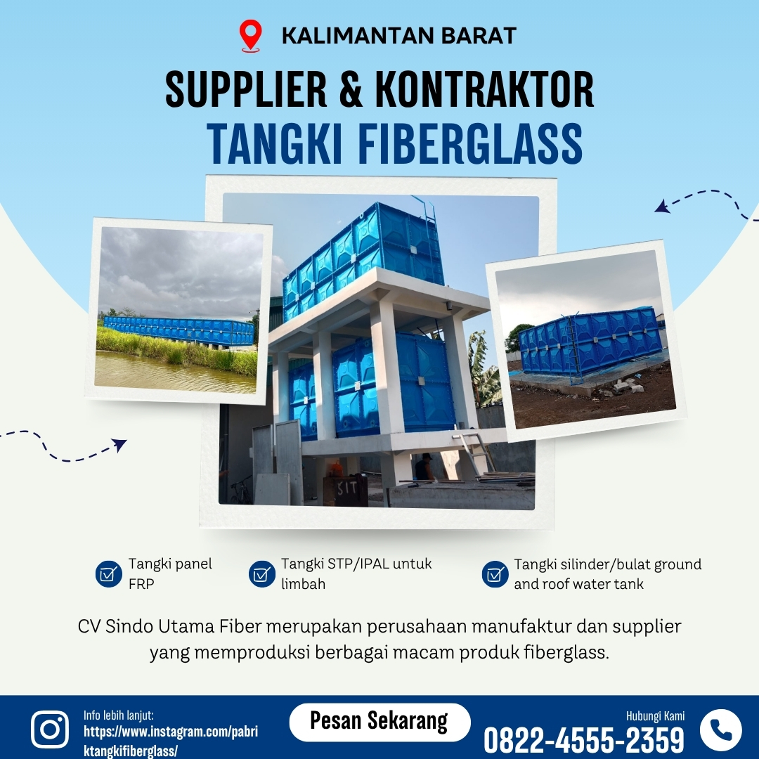 Tangki Air Fiberglass FRP | Roof Tank & Ground Tank Custom Banjarmasin Kalimantan Selatan