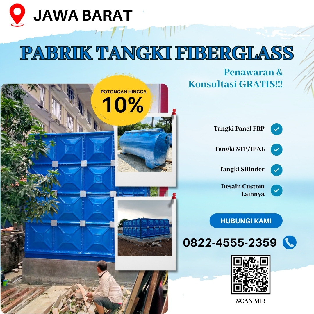 Tangki Fiberglass FRP-Jual Tangki Air, Panel & Silinder Purwakarta Jawa Barat