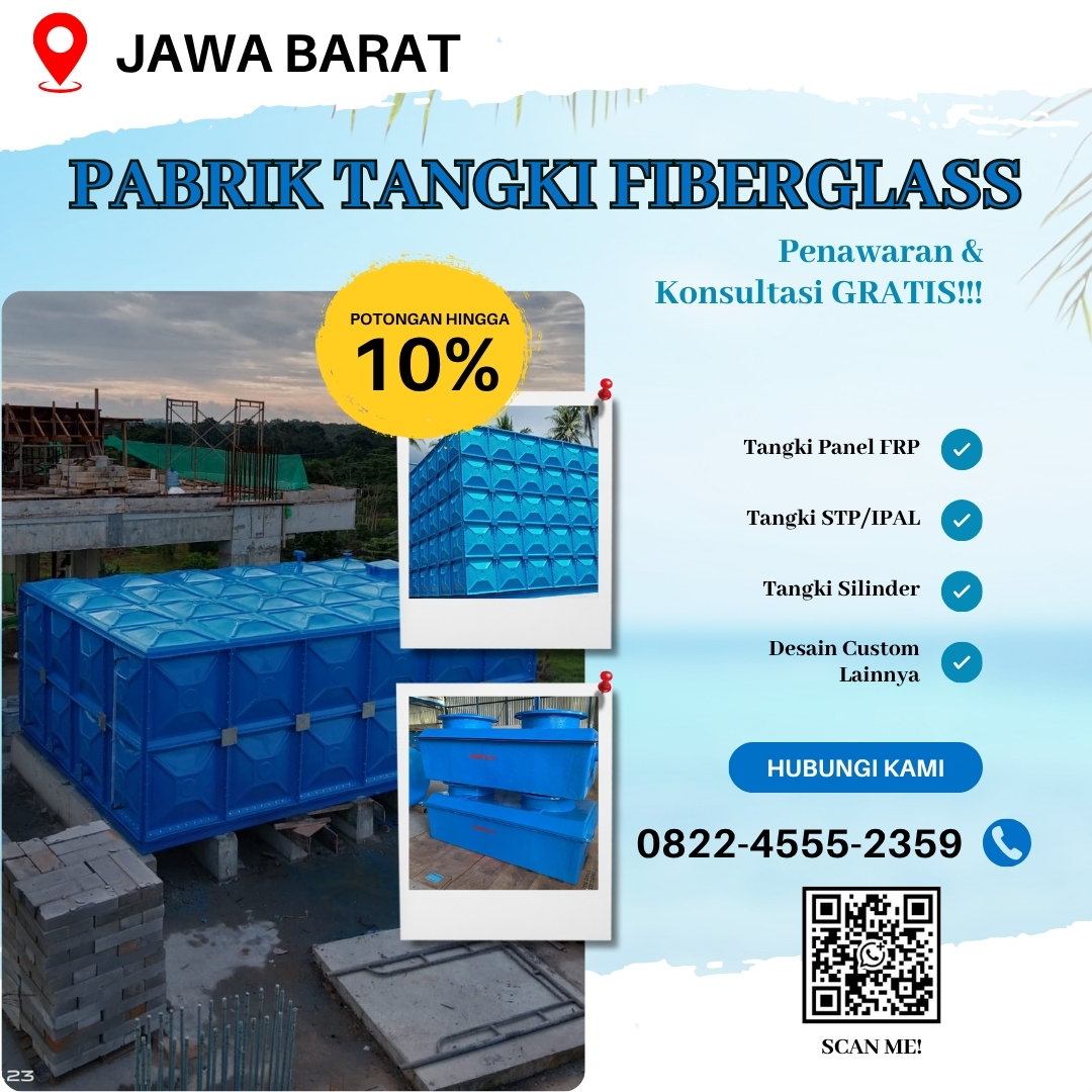 Tangki Fiberglass FRP-Jual Tangki Air, Panel & Silinder Purwakarta Jawa Barat