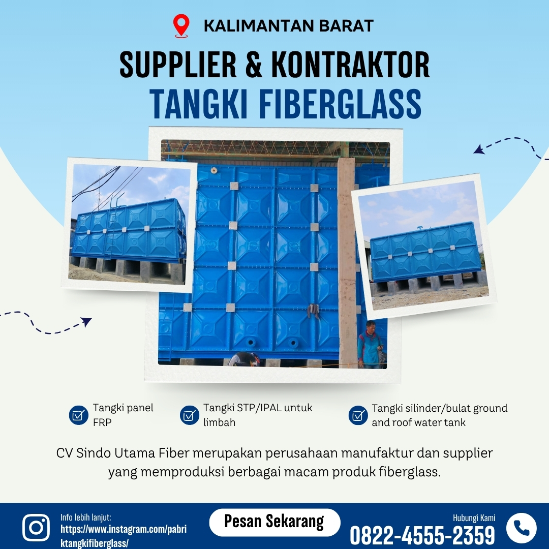 Tangki FRP Fiberglass Custom | Roof Tank, Ground Tank, STP IPAL Banjarbaru Kalimantan Selatan