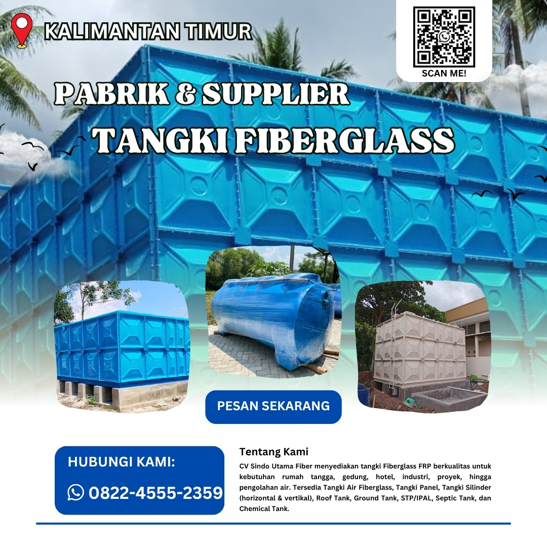 Pabrik Panel Tank FRP Costum Ukuran Terlengkap Balikpapan Kalimantan Timur