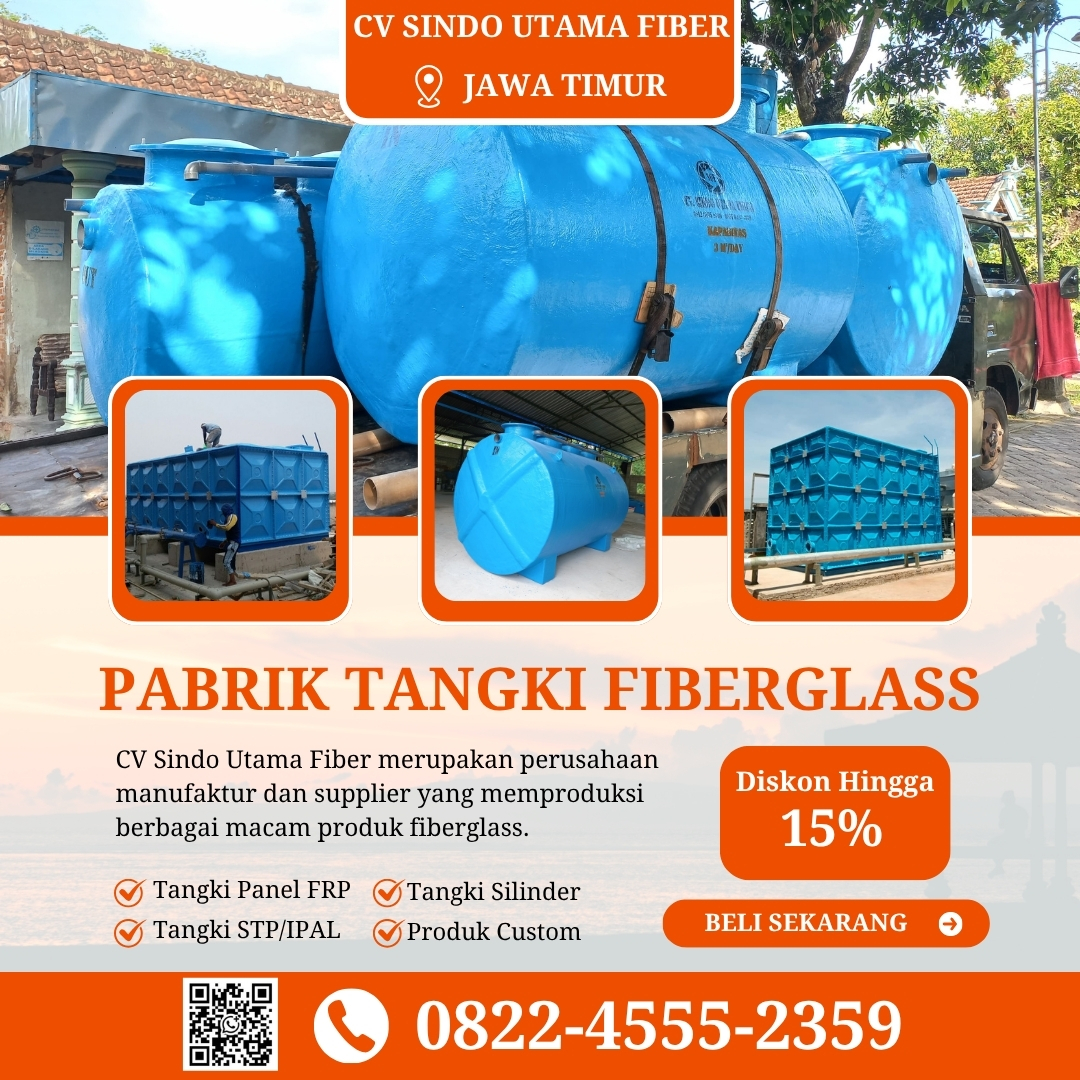 Tangki Fiberglass FRP-Jual Tangki Air, Panel & Silinder Jombang Jawa Timur