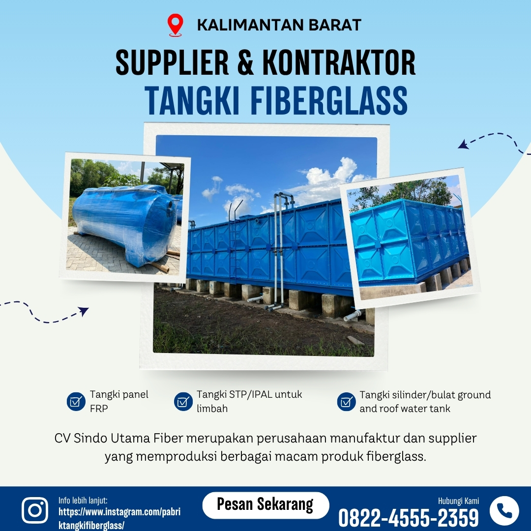 Tangki Air Fiberglass FRP | Roof Tank & Ground Tank Custom Banjarmasin Kalimantan Selatan