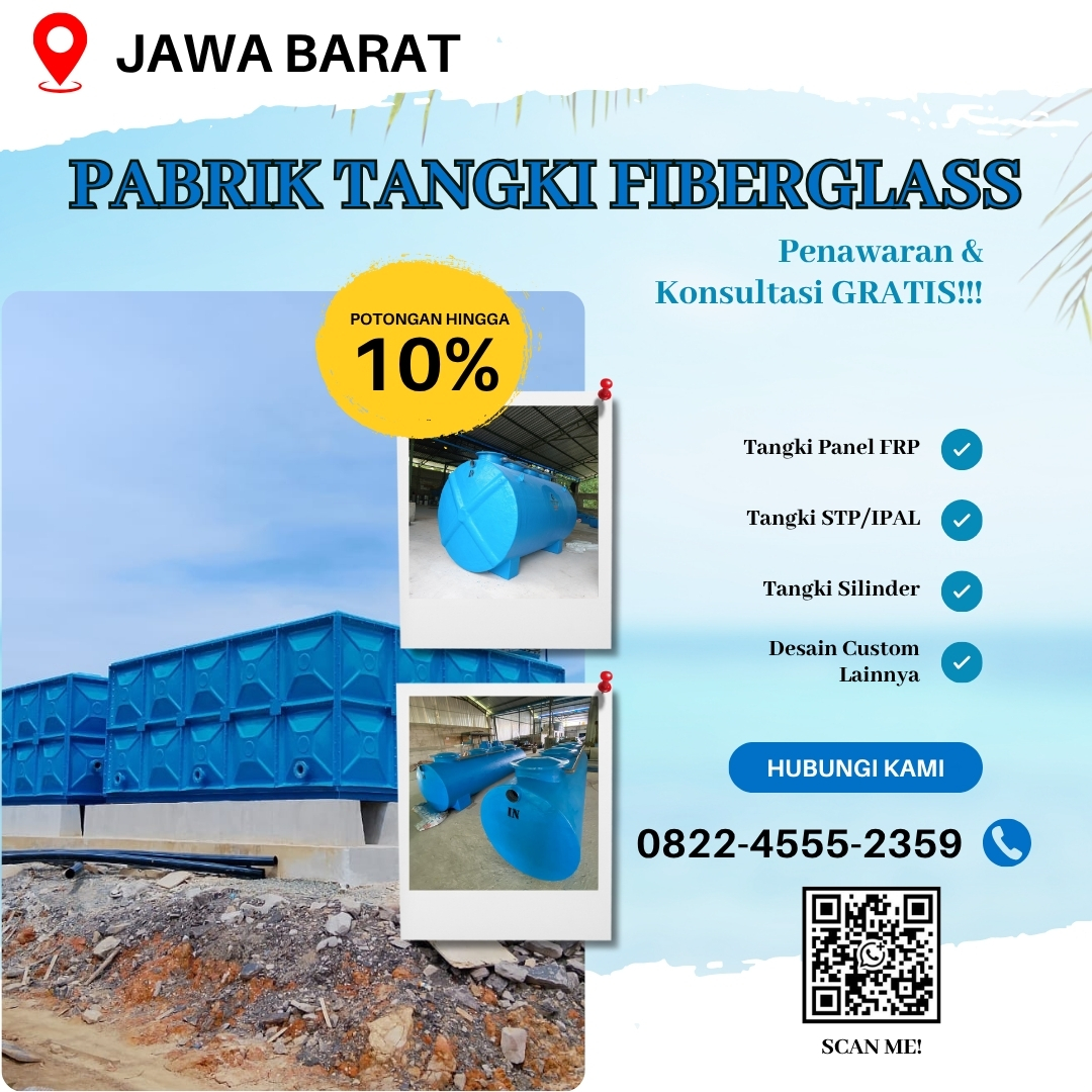 Tangki Fiberglass FRP-Jual Tangki Air, Panel & Silinder Purwakarta Jawa Barat