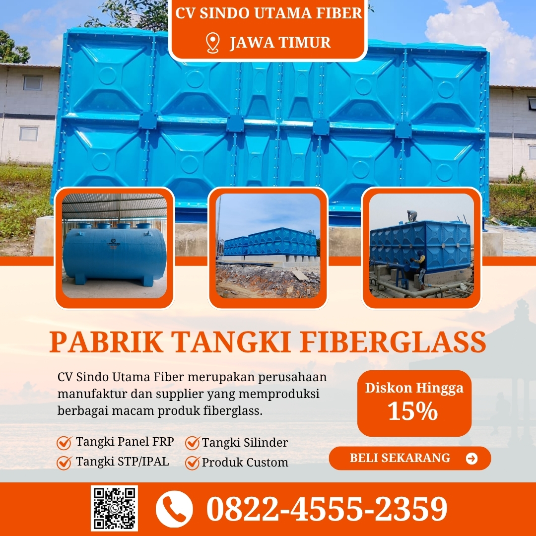 Tangki Fiberglass FRP-Jual Tangki Air, Panel & Silinder Jombang Jawa Timur