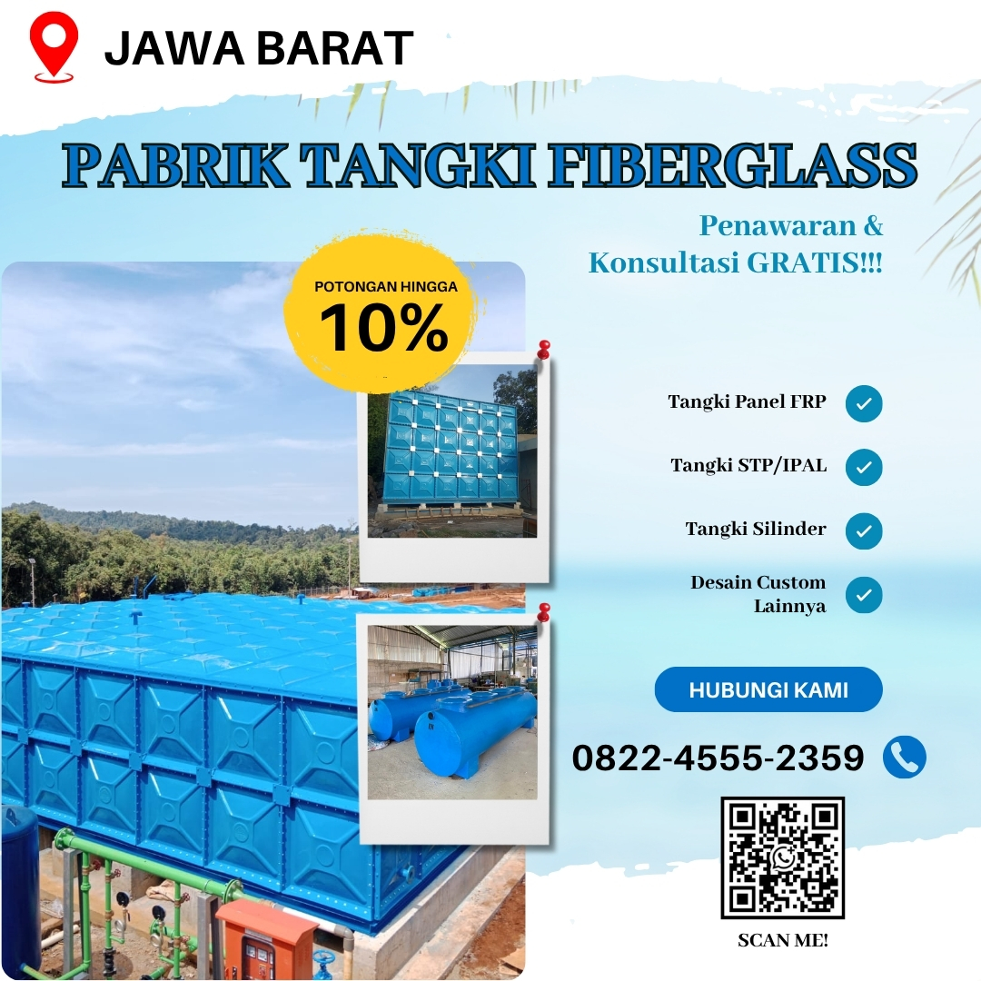 Tangki Fiberglass FRP-Jual Tangki Air, Panel & Silinder Purwakarta Jawa Barat